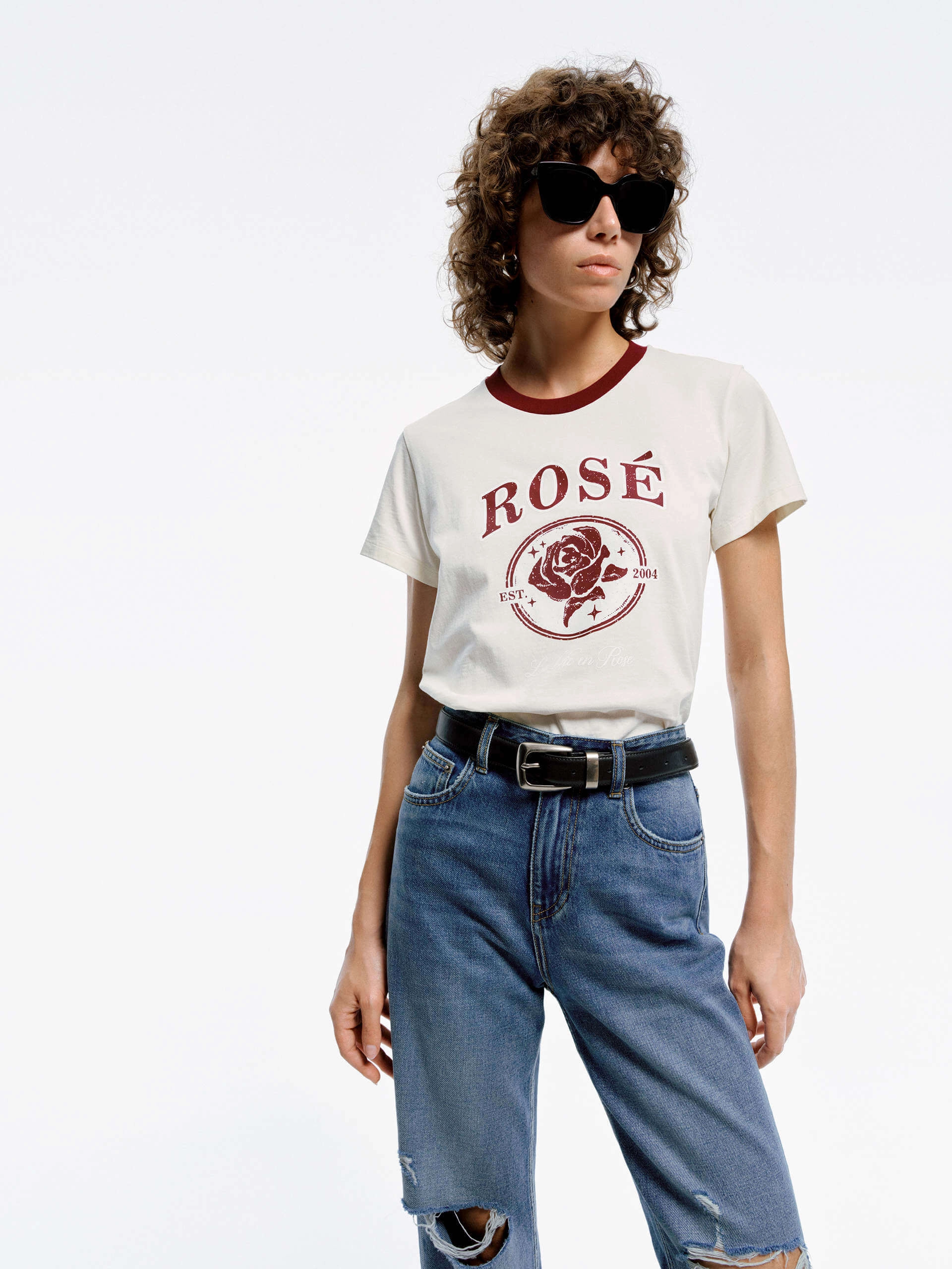 Casual Choice Wear Cotton Rose Print T-shirt