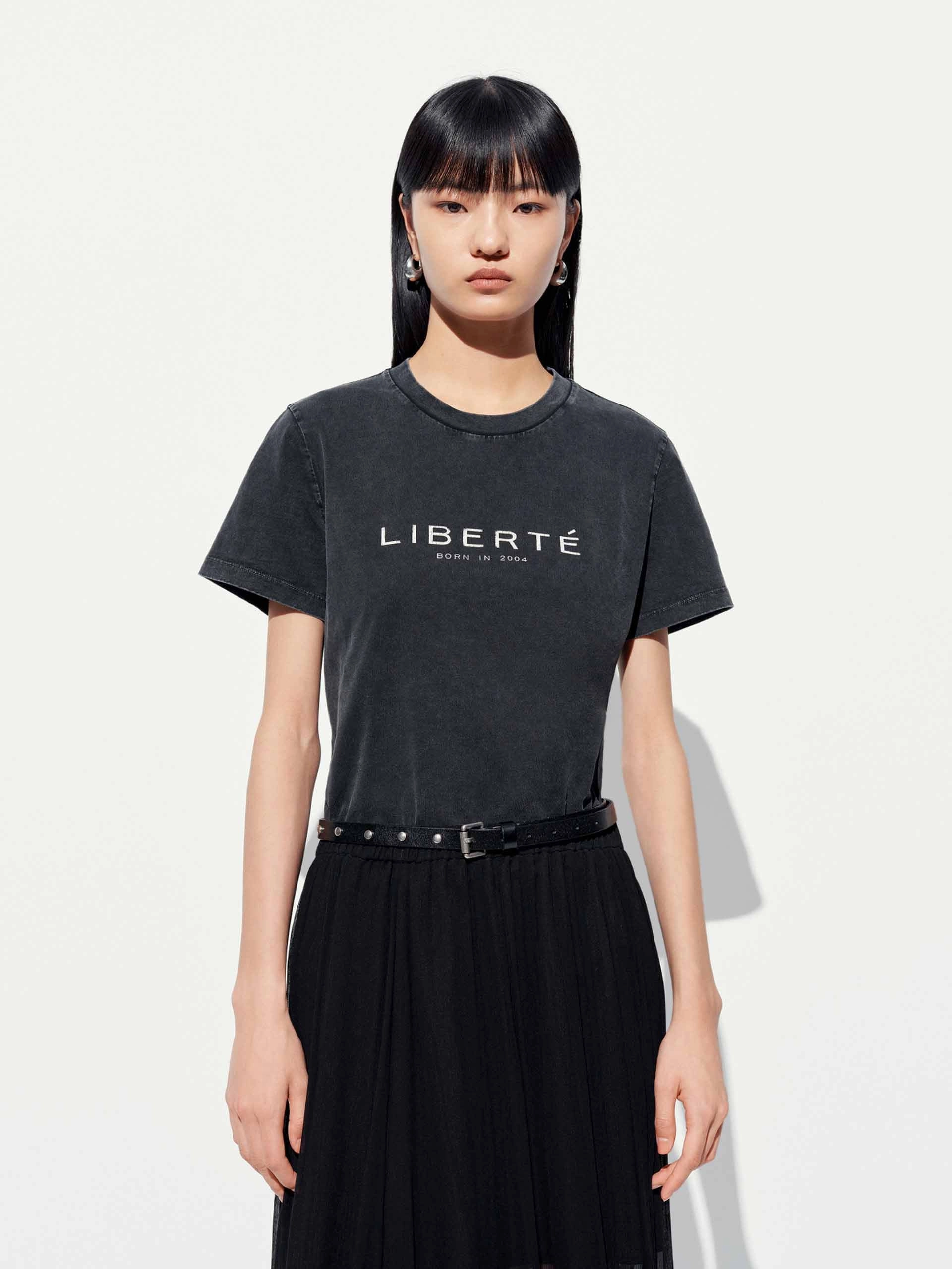 Cotton Round Neck Letter T-shirt Chic and Cozy