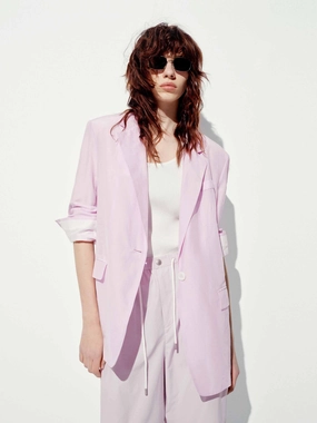 Modern Travel Look Body Mapped Ventilation Cotton Silk Blend Blazer