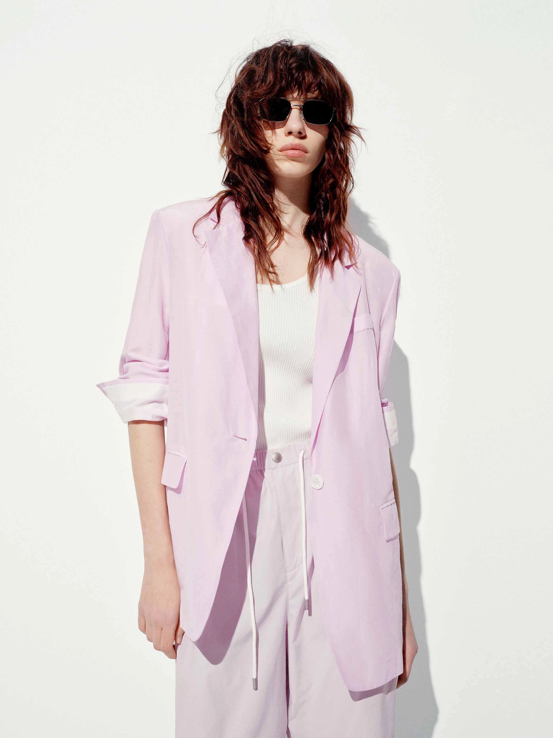 Cotton Silk Blend Blazer Multi pockets