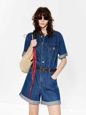 Cotton-Silk Blend Denim Jumpsuit Core Essential