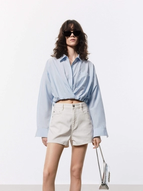Cotton Silk Cropped Shirt SoftTouchFinish