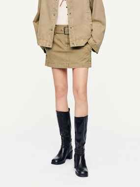 Cotton Straight Mini Skirt QuickDryTech Four Way Stretch