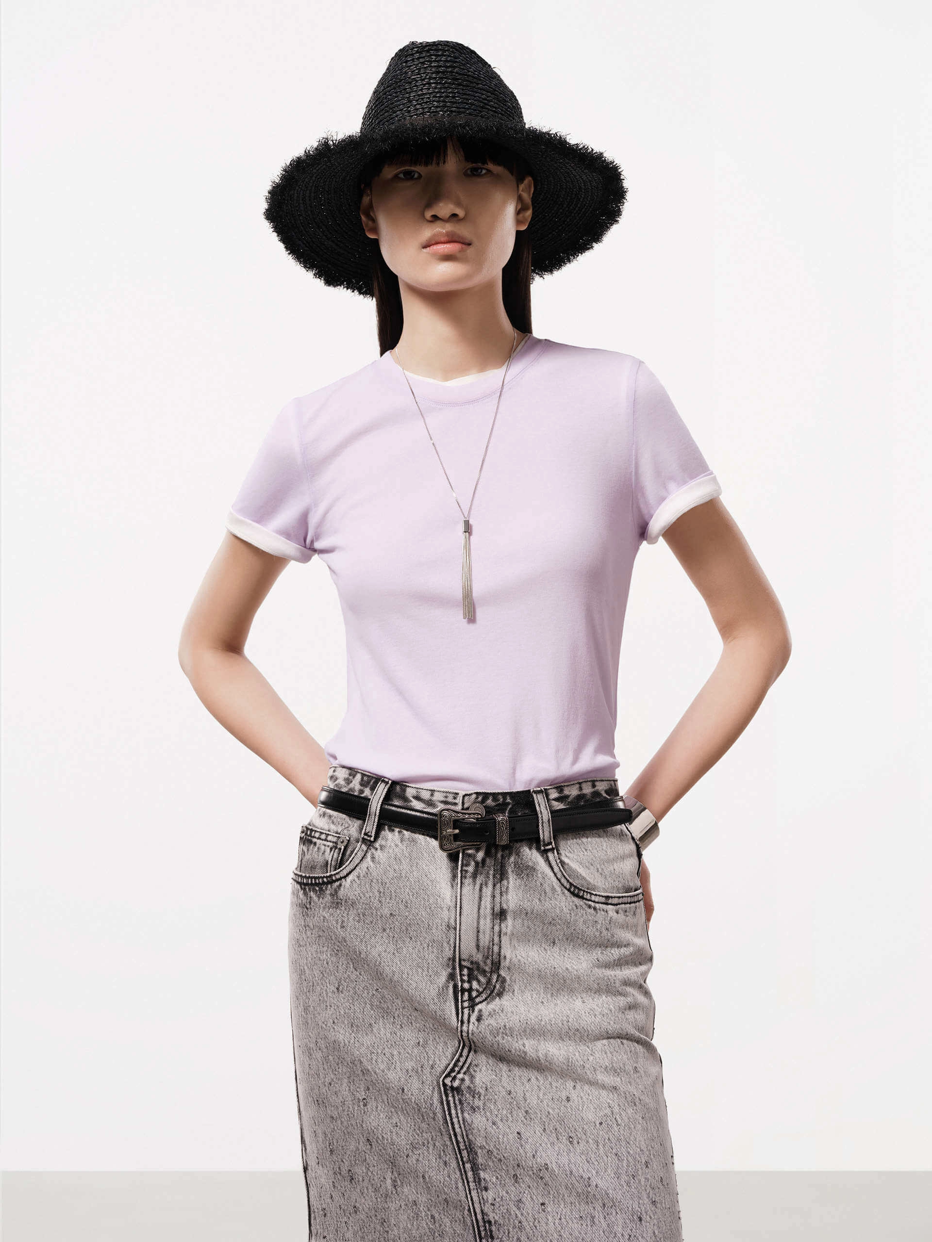 Casual Statement Floral Print Cotton Two Piece T-shirt