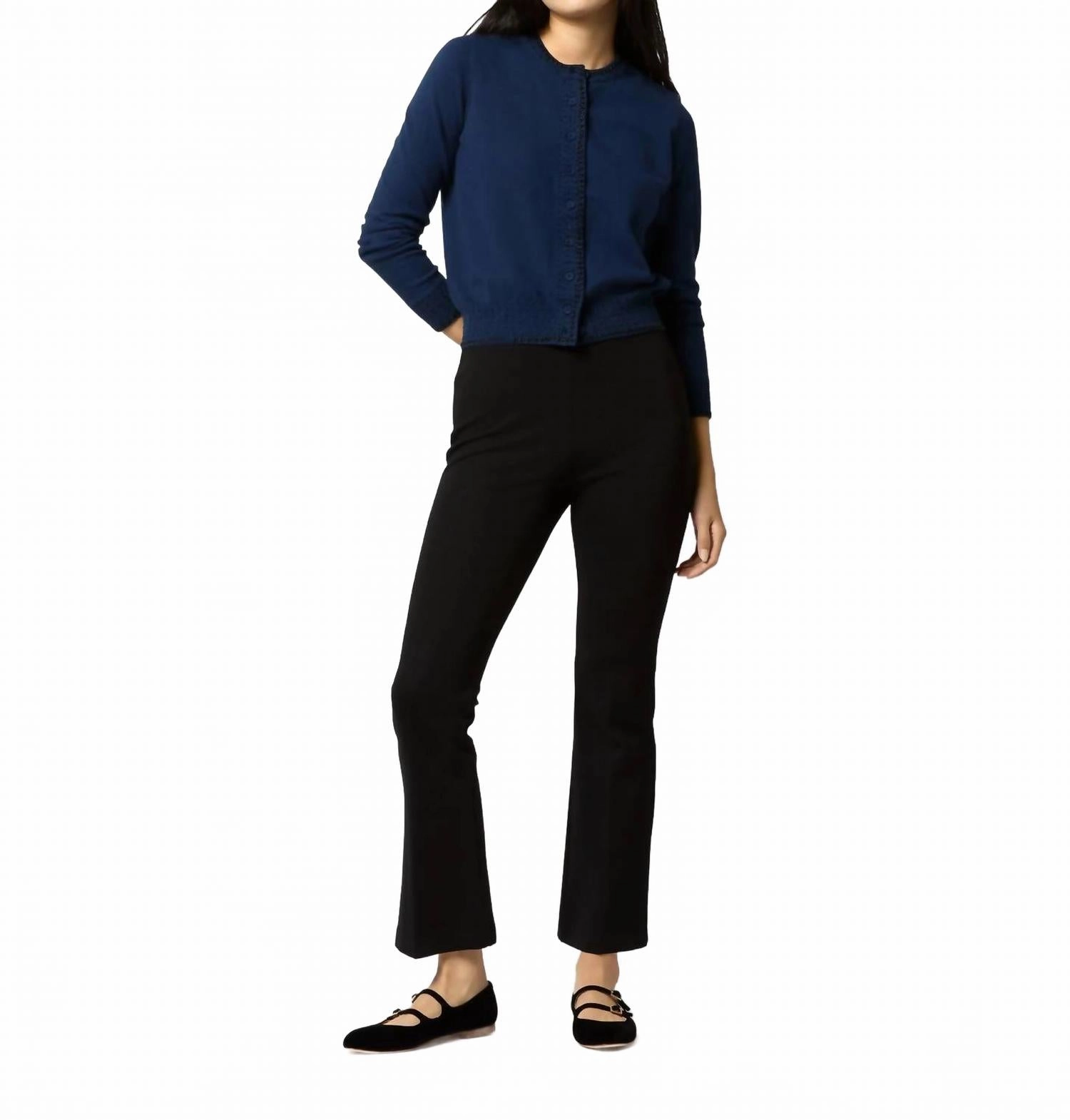 Layered Style Wear Rose Beaded Cardigan In Navy