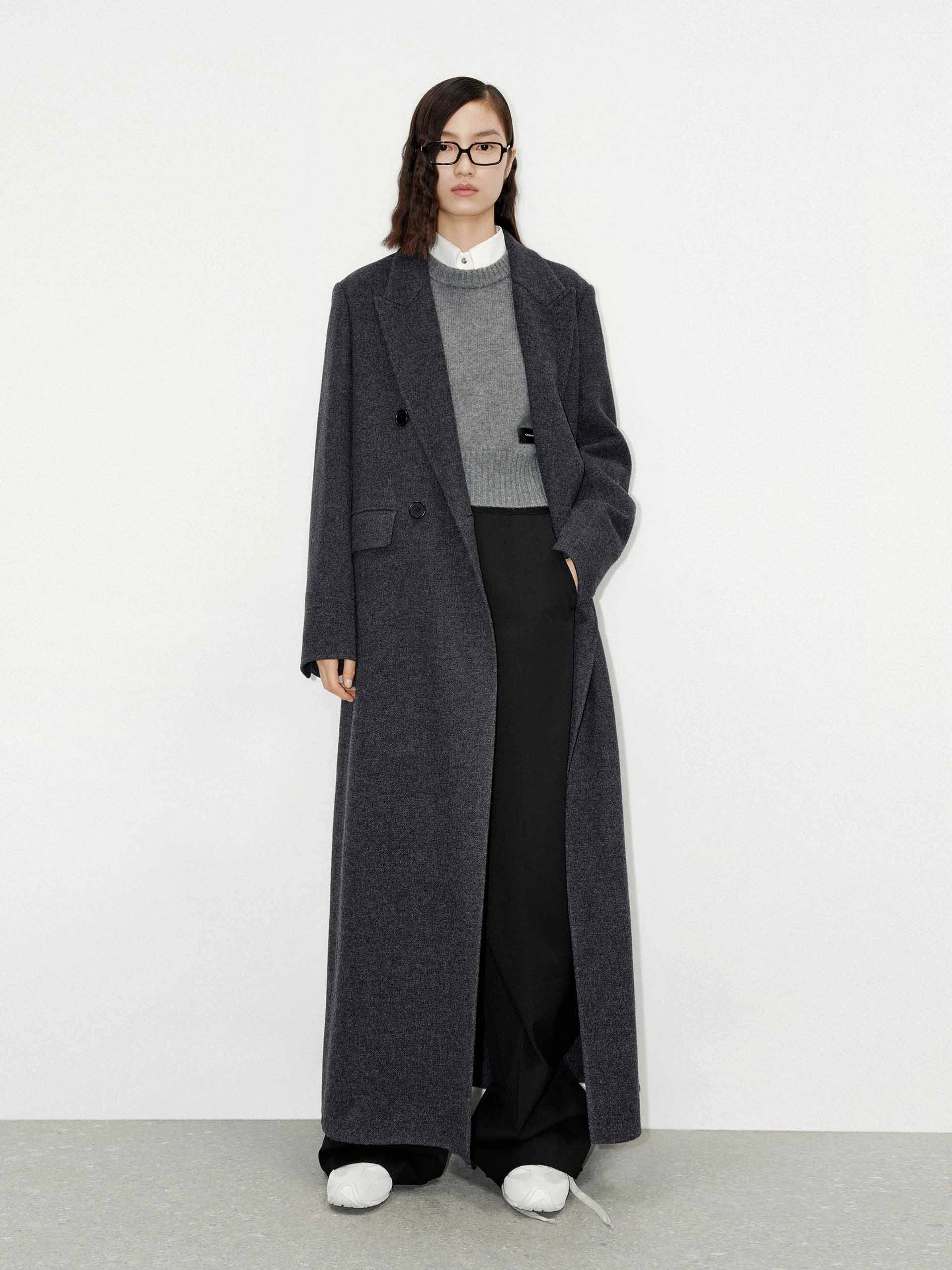 hypoallergenic material Merino Wool Long Overcoat
