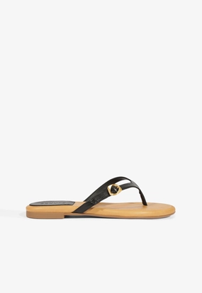 Tide Path All-day Slip-ons Sonia Black Leather Flat Sandal