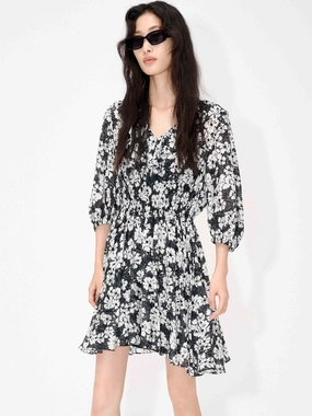 Silk Blend Floral Print Dress Set Drapey Fabric