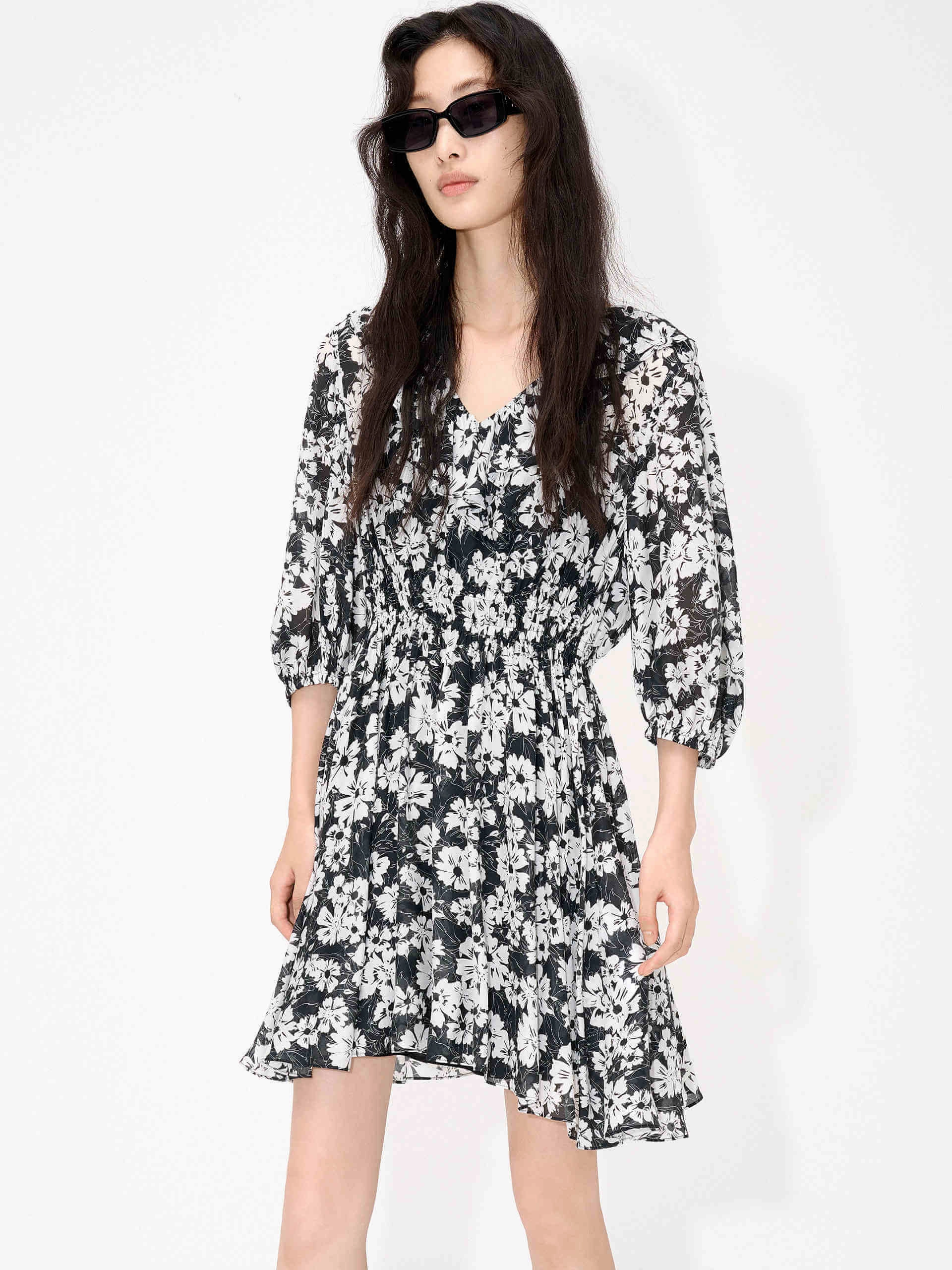 Silk Blend Floral Print Dress Set Drapey Fabric