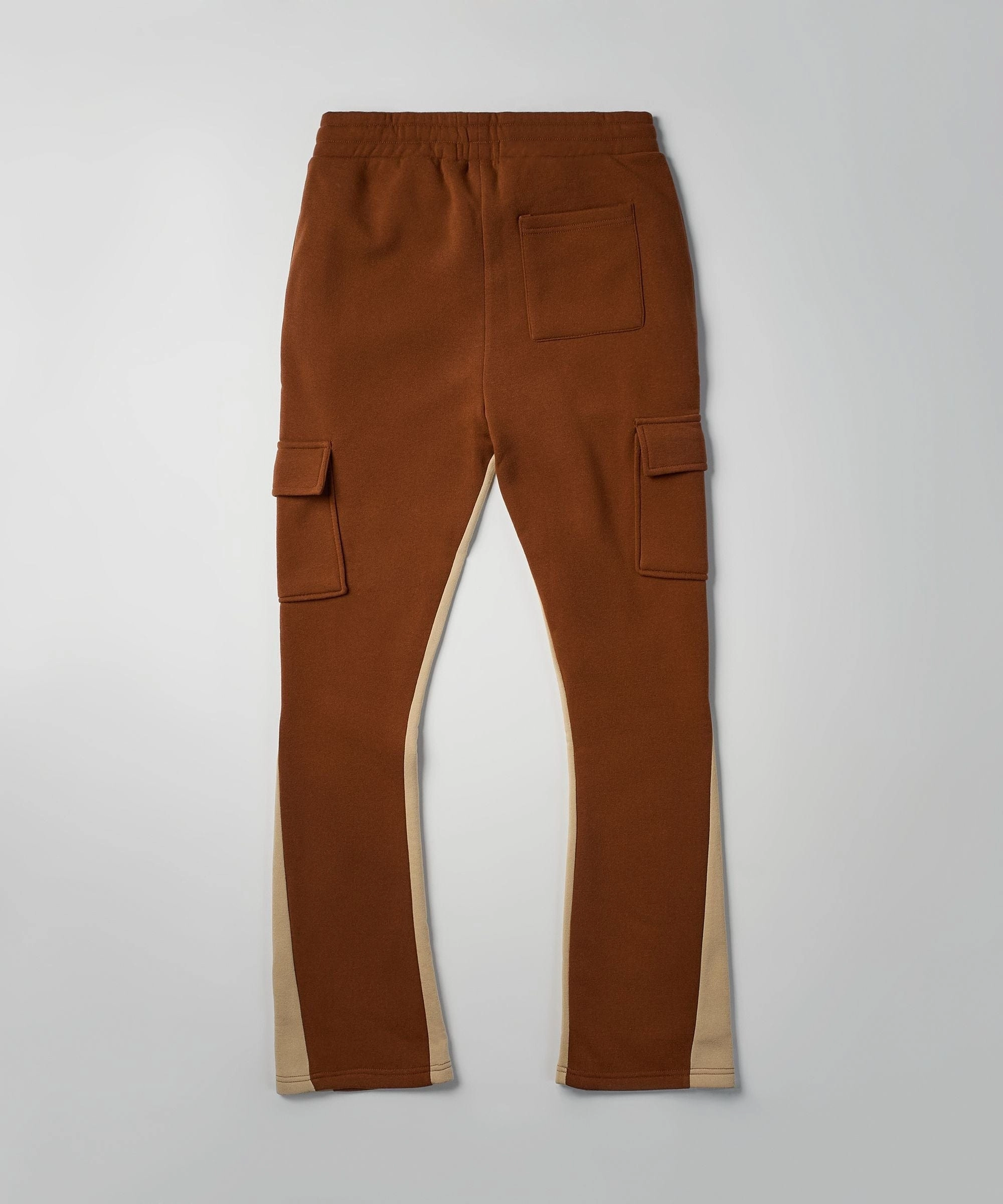 Quick Release Buckle Flare Stacked Fleece Sweatpants - Brown