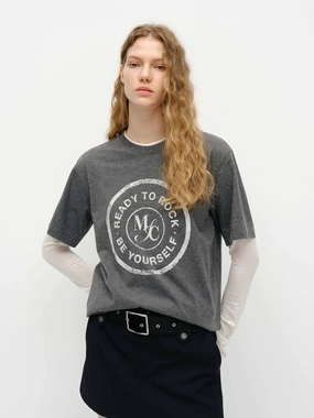 FadeResistant light layering Letter Print Loose T-shirt