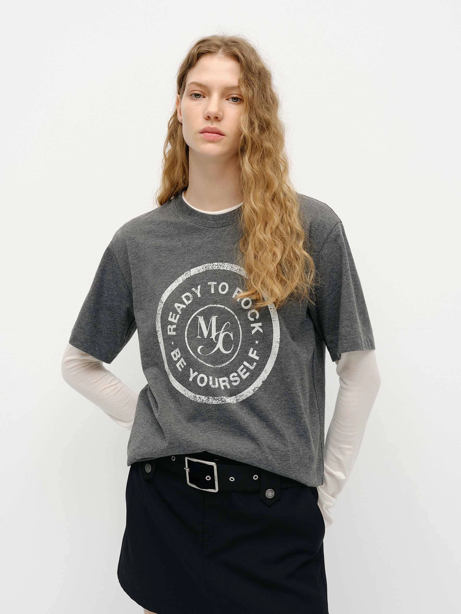 Reinforced Shoulder Seams Comfort Fit Letter Print Loose T-shirt