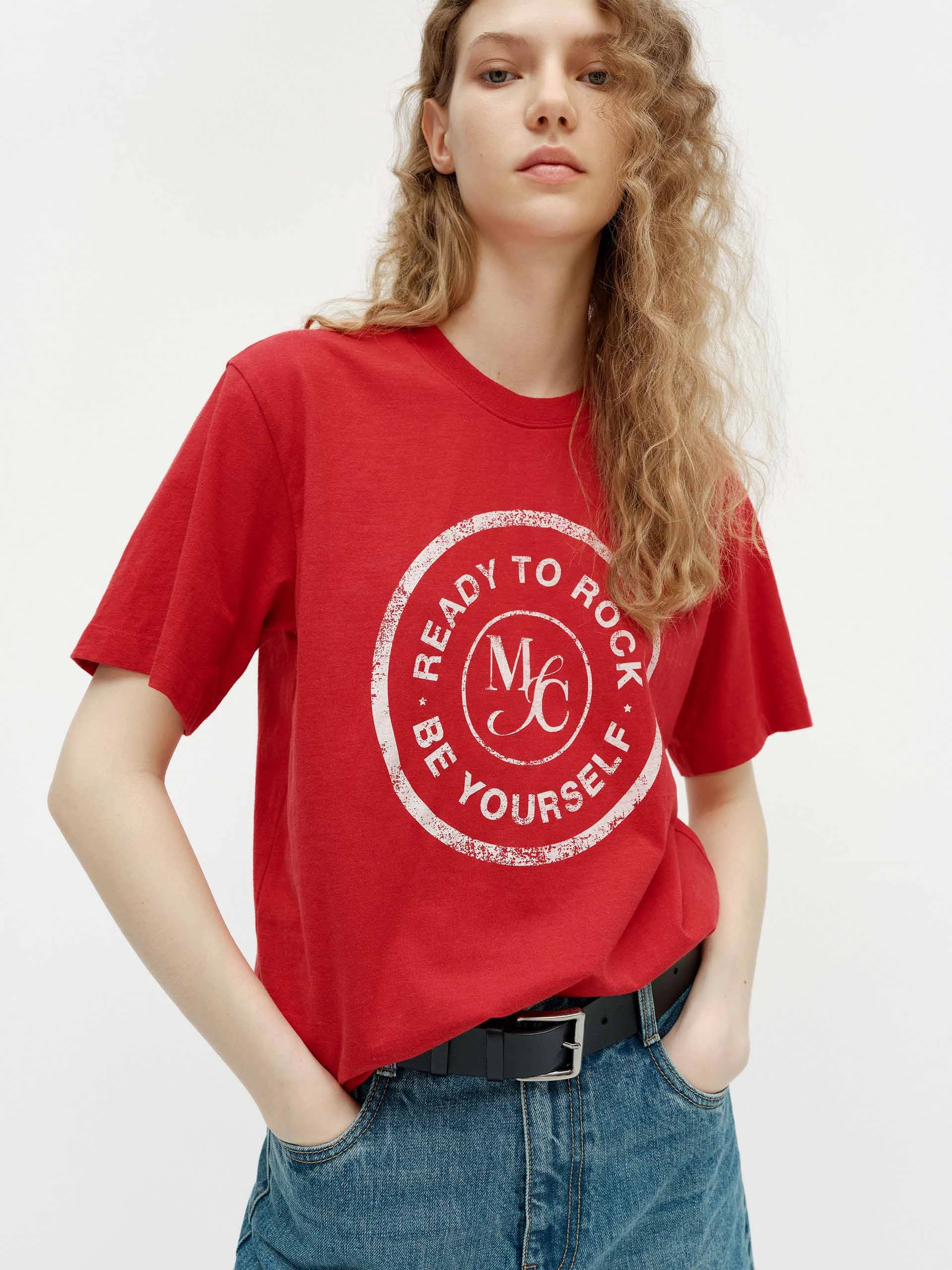 Letter Print Loose T-shirt Soft Touch Fit