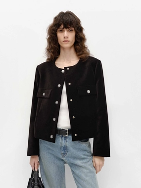 Daily Commute Wear Crew Neck Cropped Coat