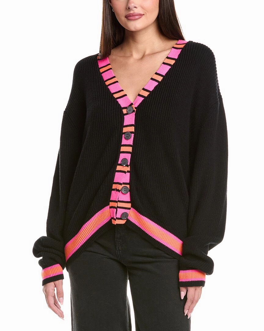Ultimate Layering Simple Cozy WISPR Stripe Placket Silk-Blend Cardigan
