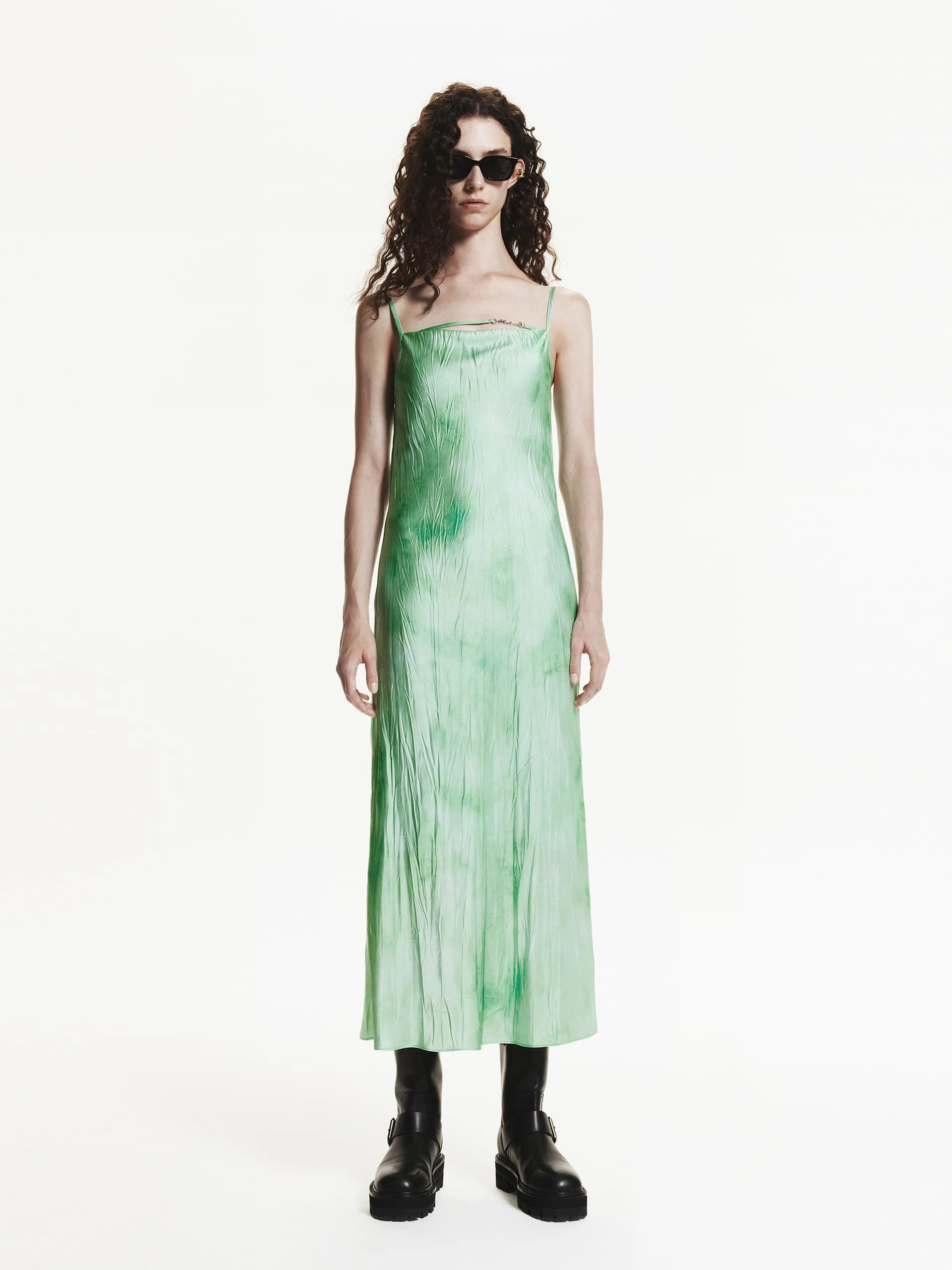 Crinkled Texture Printed Dress Festive Wear