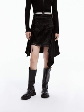 Crinkled Textured Irregular Skirt Stretchable Sleek Waist