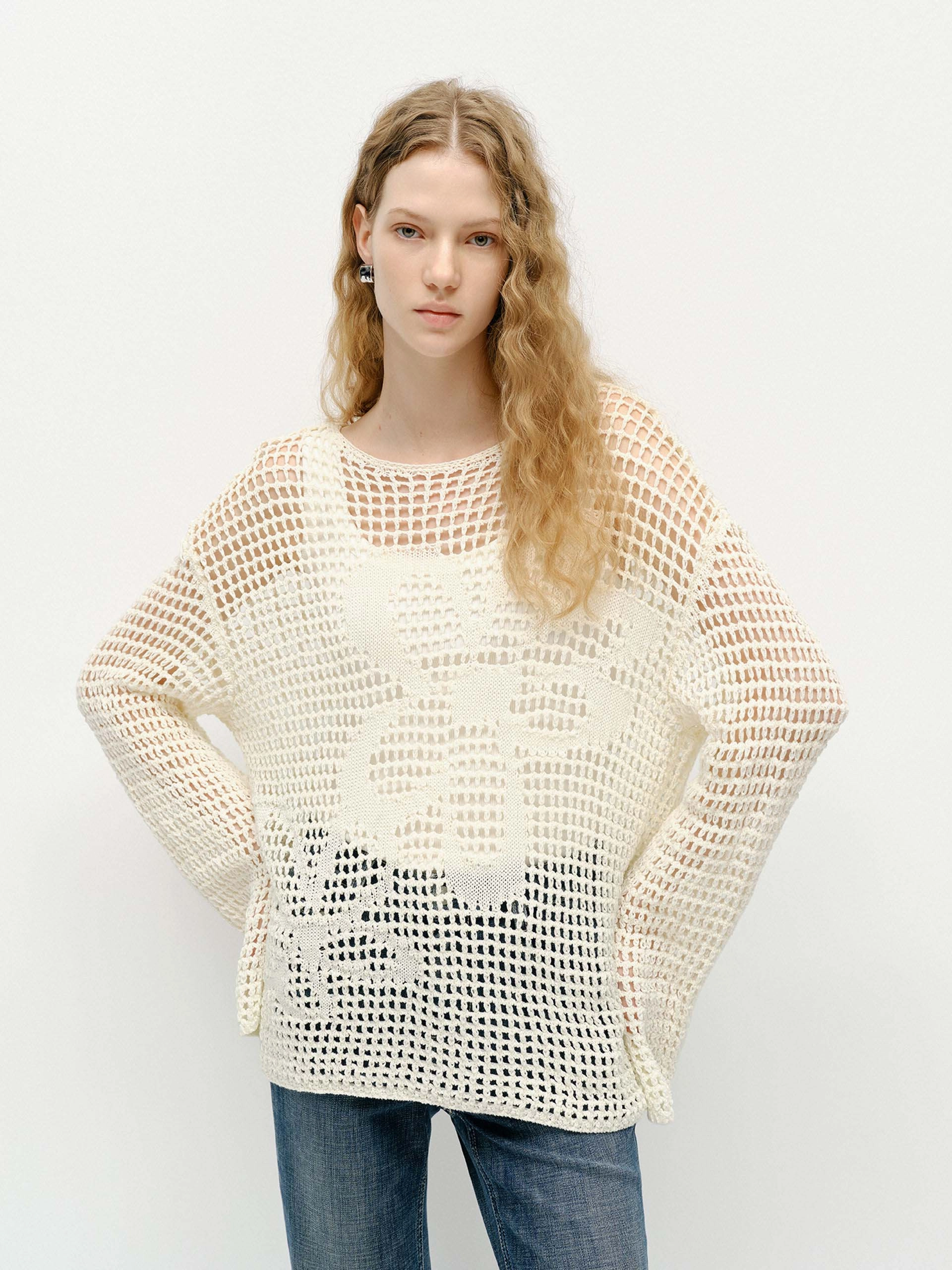 Crochet Cotton Sweater Sport Hoodie Stretch Fabric