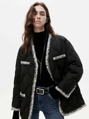 Crochet Detail Puffer Jacket Casual Chill Look