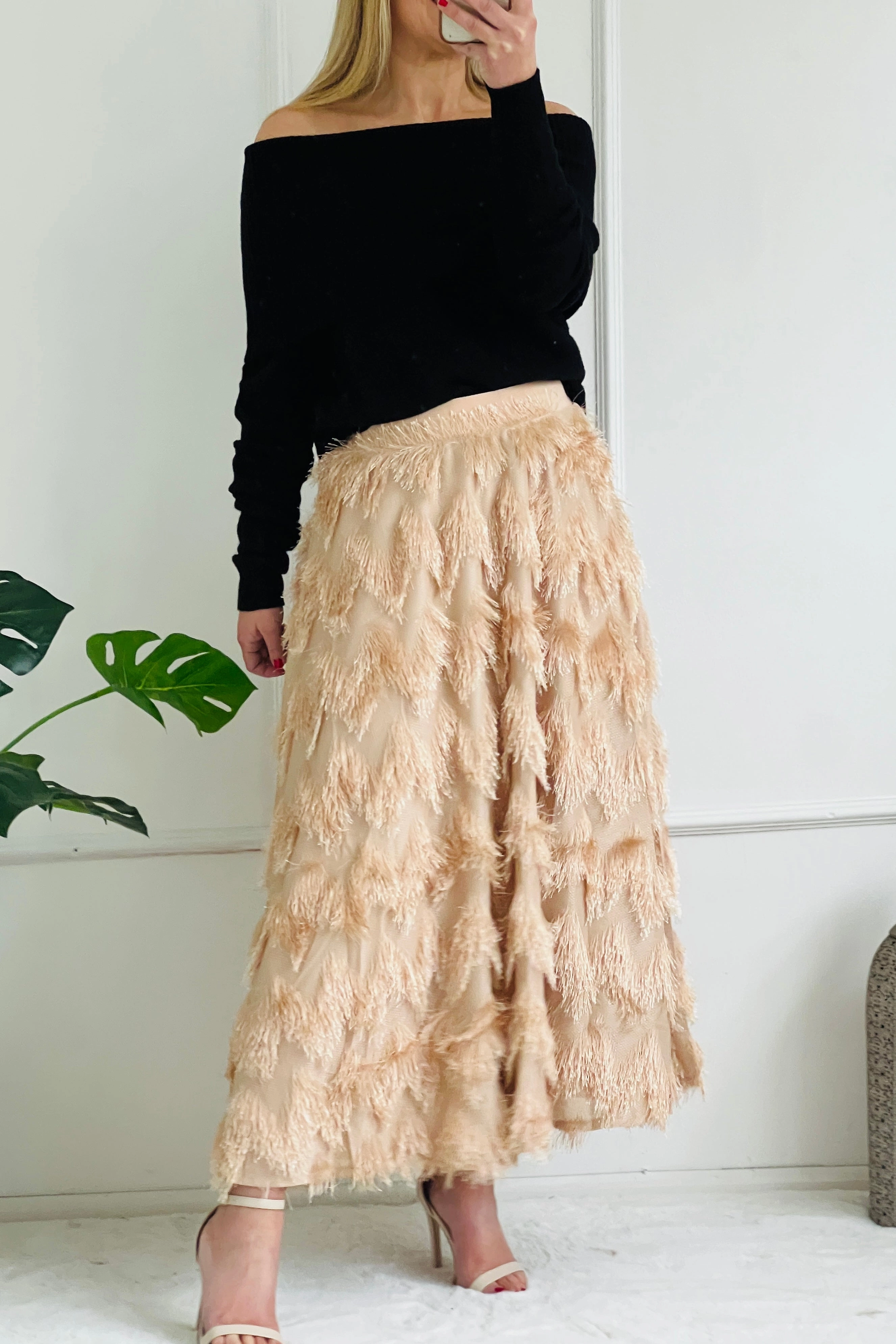 Functional Detail Anti Pilling Treatment Victoria Eyelash Texture Skirt