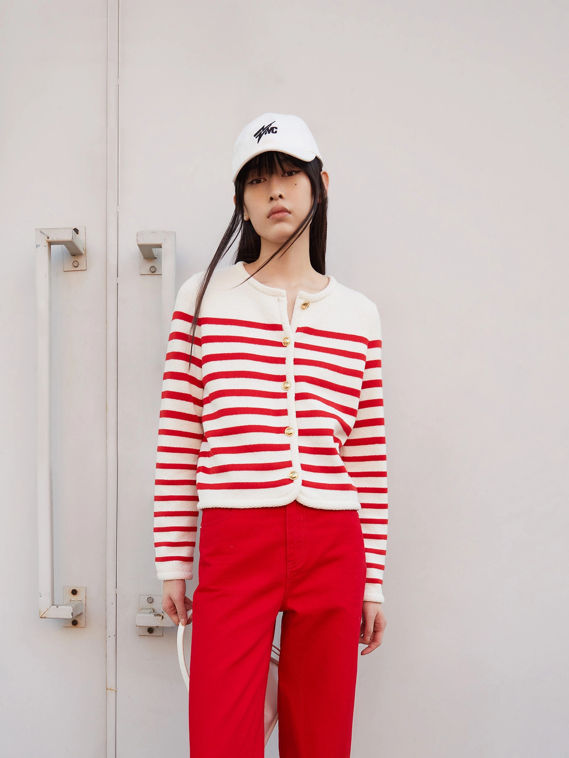 Crop Knitted Striped Cardigan AthleticInspired Water resistant coating