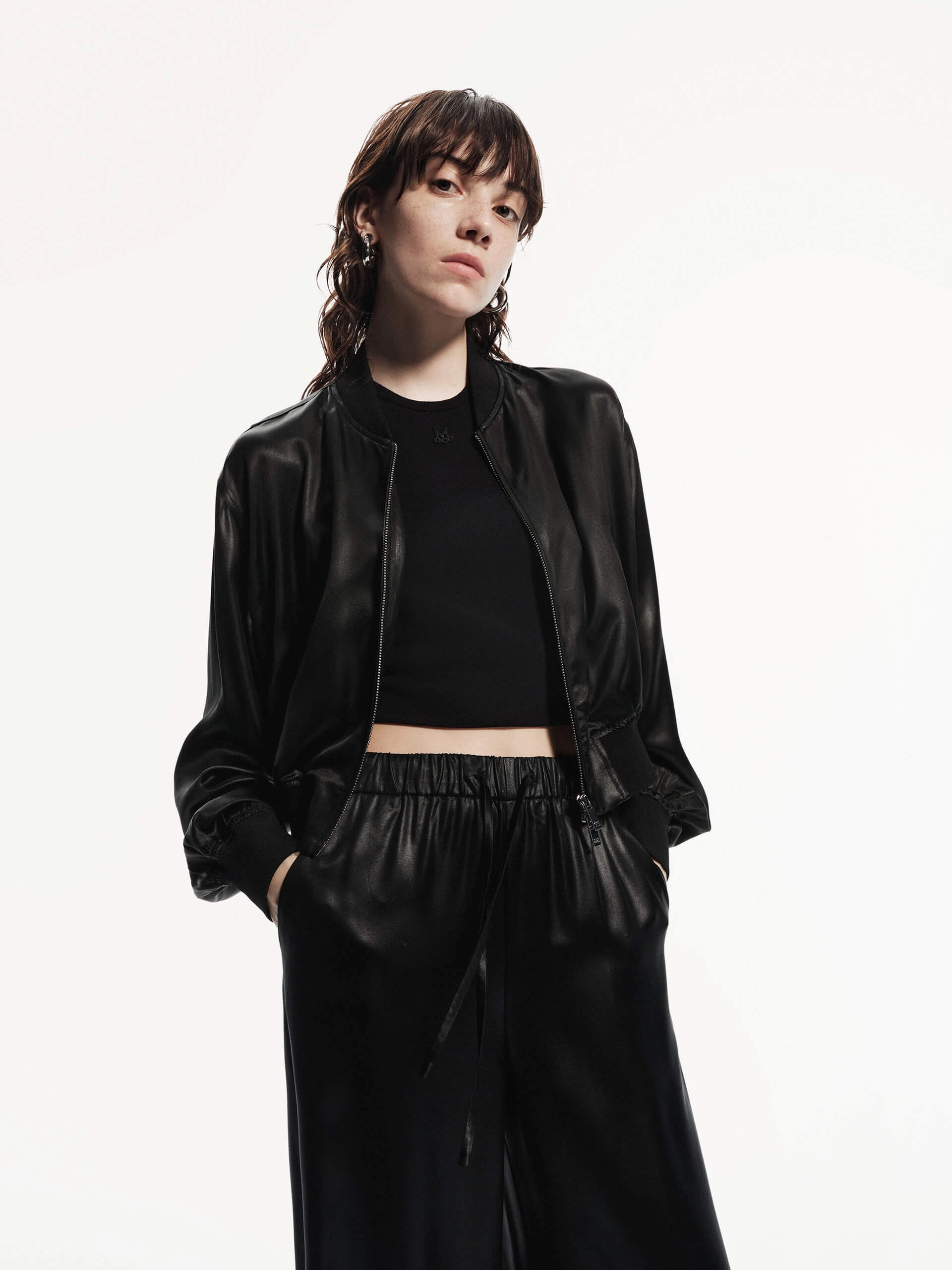 Cropped Baseball Jacket Light Reflective Logos