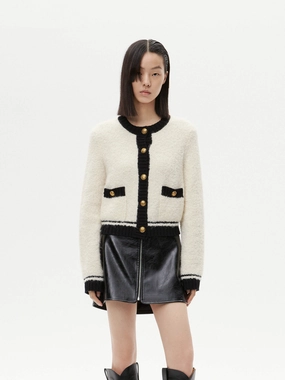 Modular Layering System EasyCare Fabric Cropped Boucle Knit Cardigan