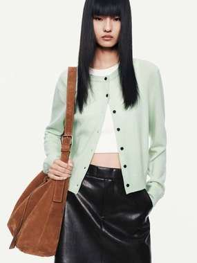 Cropped Button Closure Cardigan Layered Hem Detailing Relaxed Tank