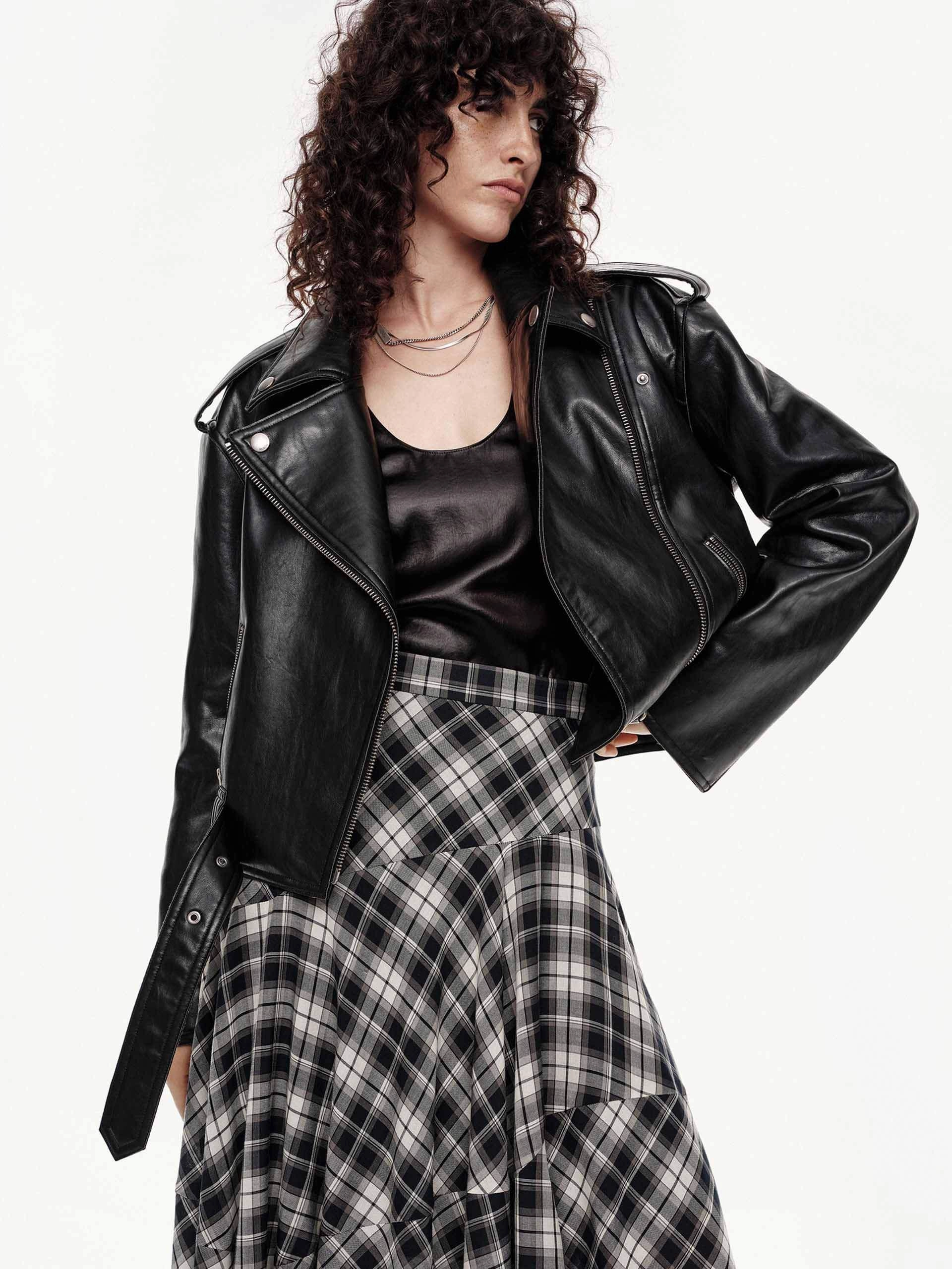 Cropped Faux Leather Jacket QuickDryTechnology
