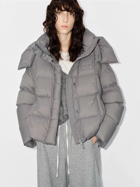 Structured Casual Fit Cropped Hooded Puffer Jacket