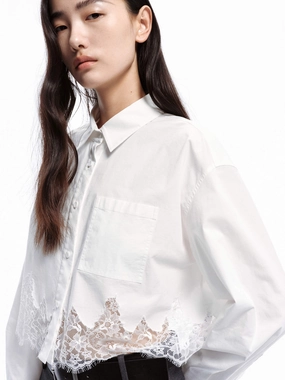 LightweightWeave Cropped Lace Shirt