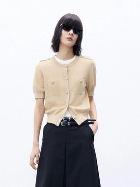 QuickReleaseFastenings Cropped Metal Button Cardigan