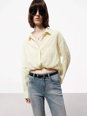 Cropped Pinstriped Blouse SolarReflectiveFinish