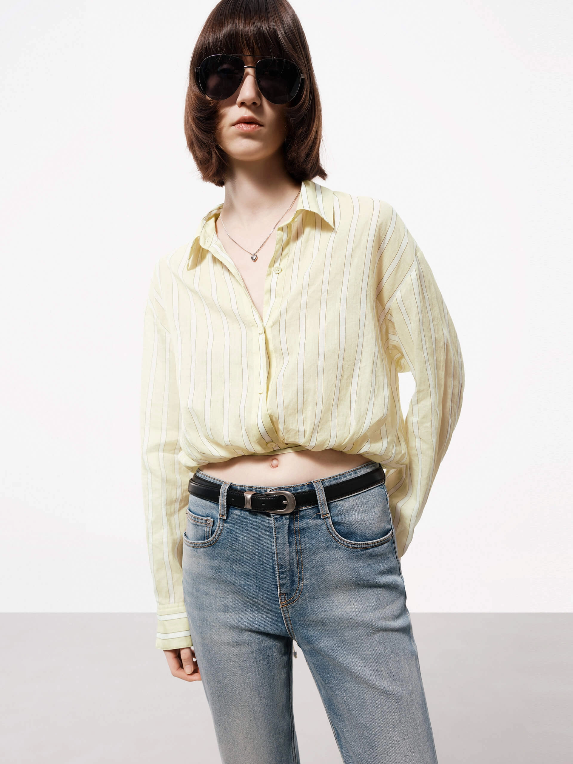 Cropped Pinstriped Blouse MinimalistCut