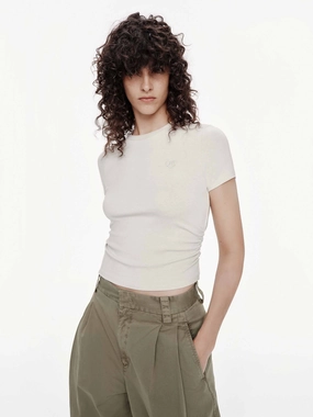 Cropped Pleated T-shirt Effortless Wearable Tagless Design