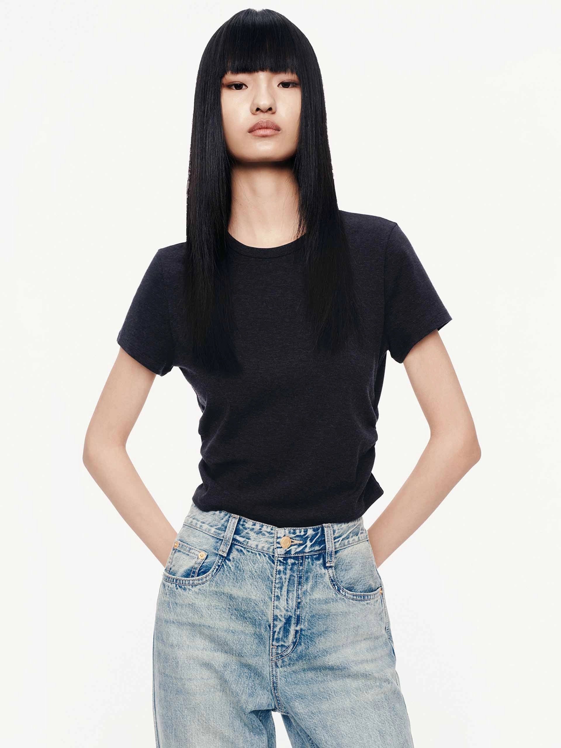 Cropped Pleated T-shirt Travel Light Hypoallergenic fabric