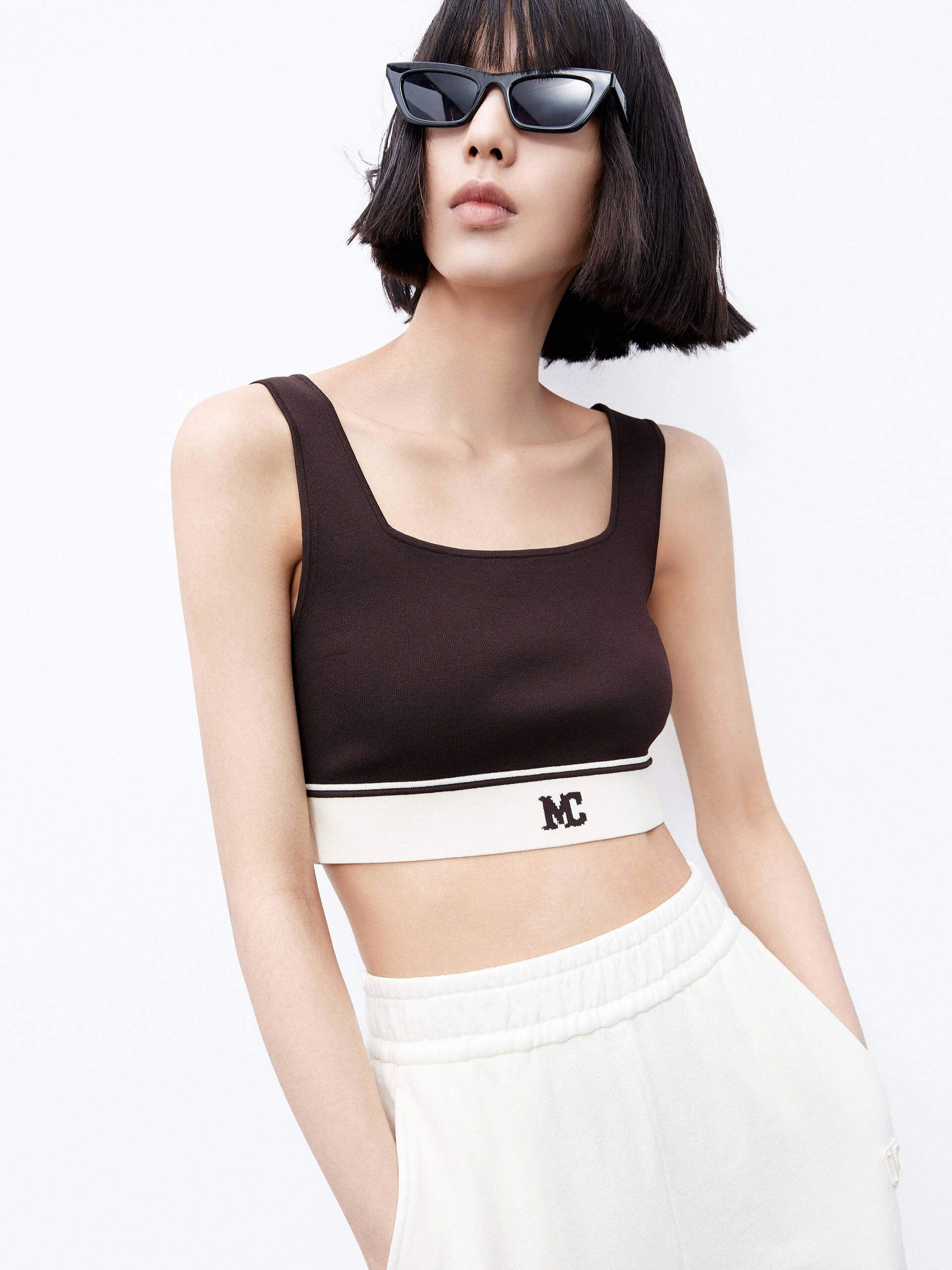 Cropped Tank Top Chic Sweater TwillWeave