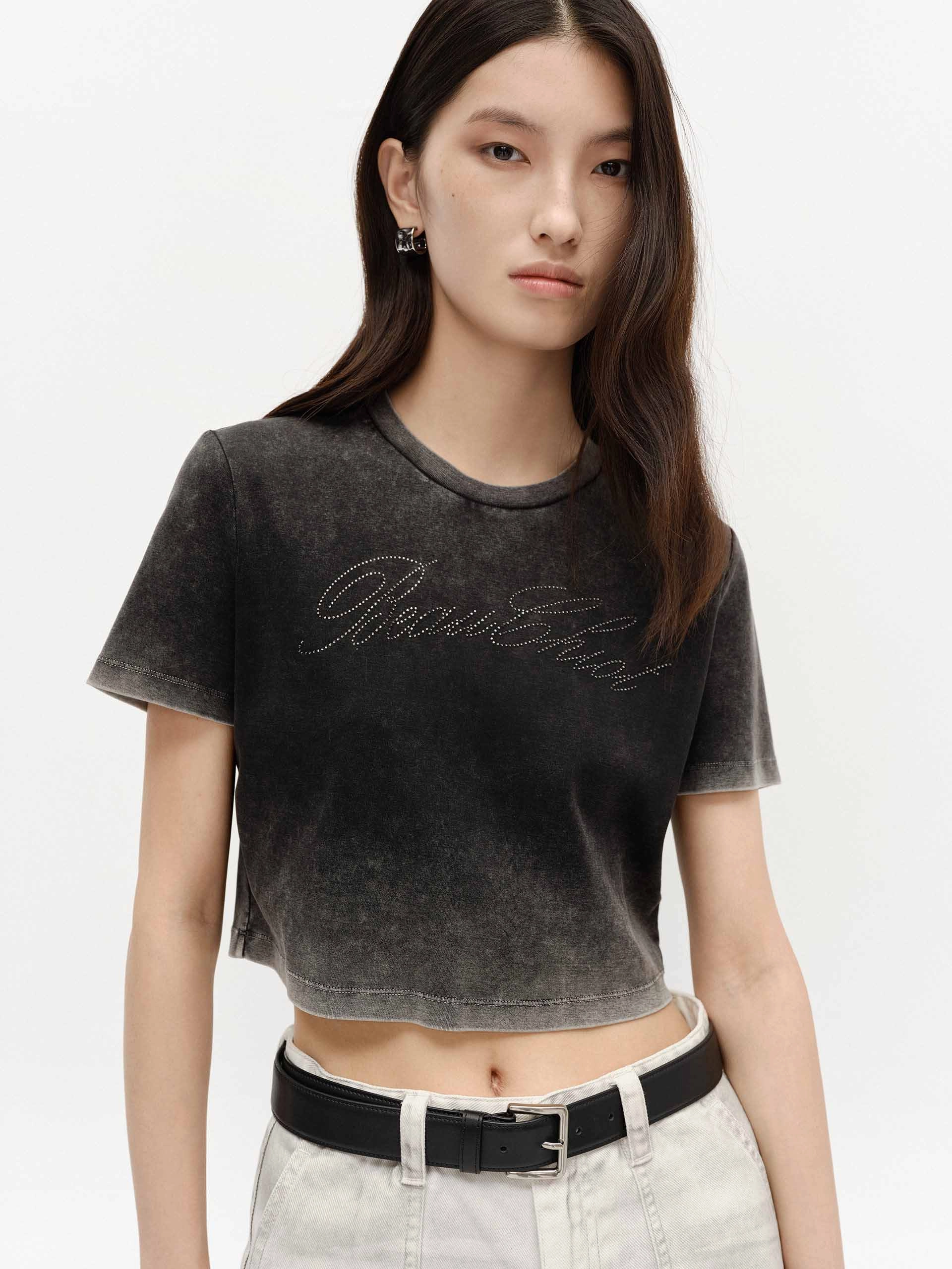 Cropped Washed Cotton T-shirt graduation Outdoor Activity