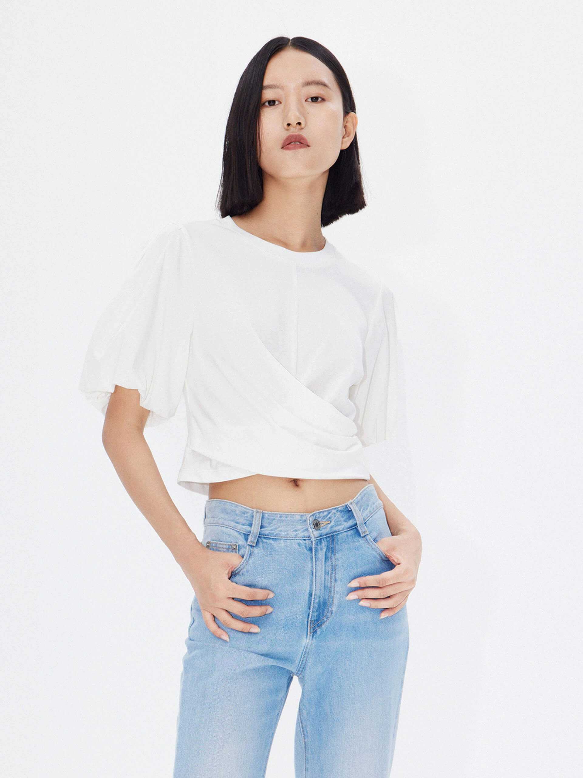 Laser Cut Edges Cross Detail Cotton Top