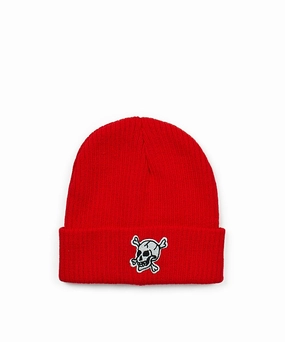 StaticResistant Material Thermoregulating Fabric Crossbones Beanie - Red