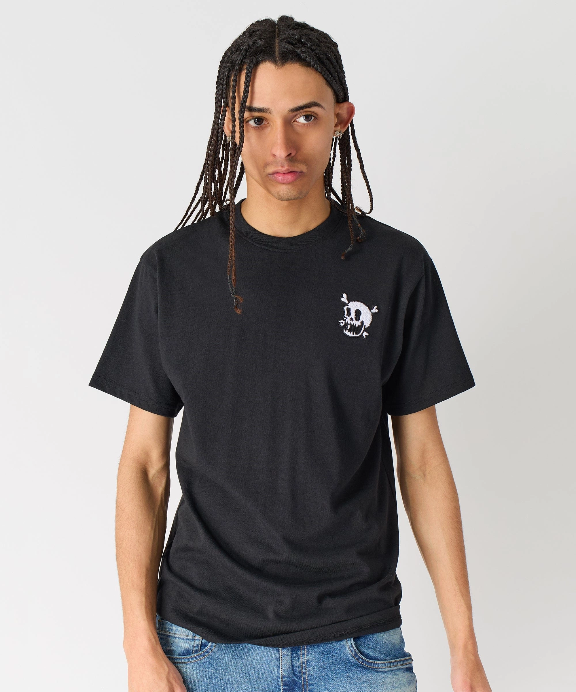 Modular Layering System PreShrunkFabric Crossbones Chenille Patch Short Sleeve Tee - Black