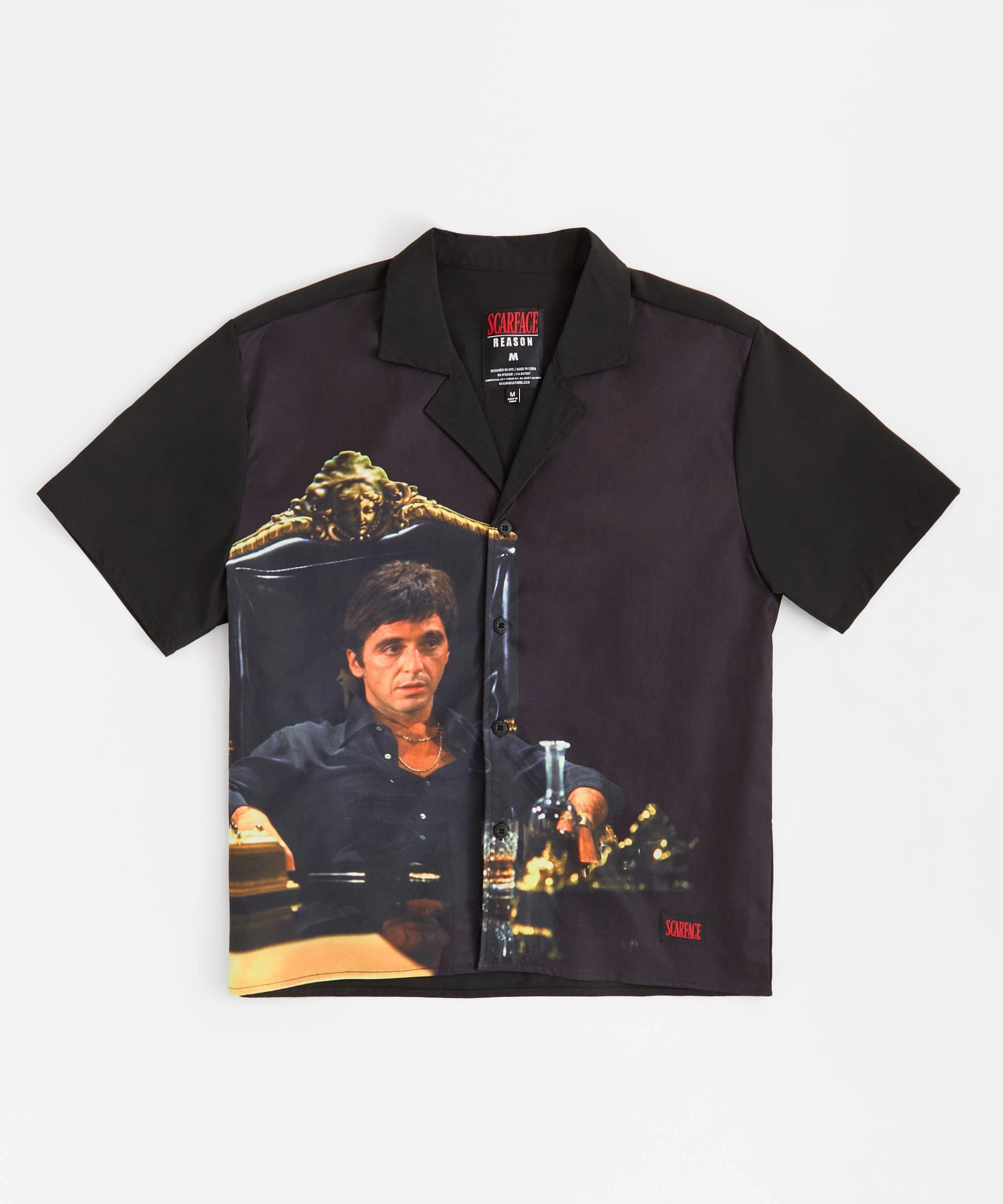 Scarface? Tony Montana Woven Shirt Box Fit - Black AntiPillingTechnology