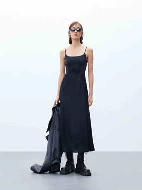 Flow Line Black Midi Cami Dress