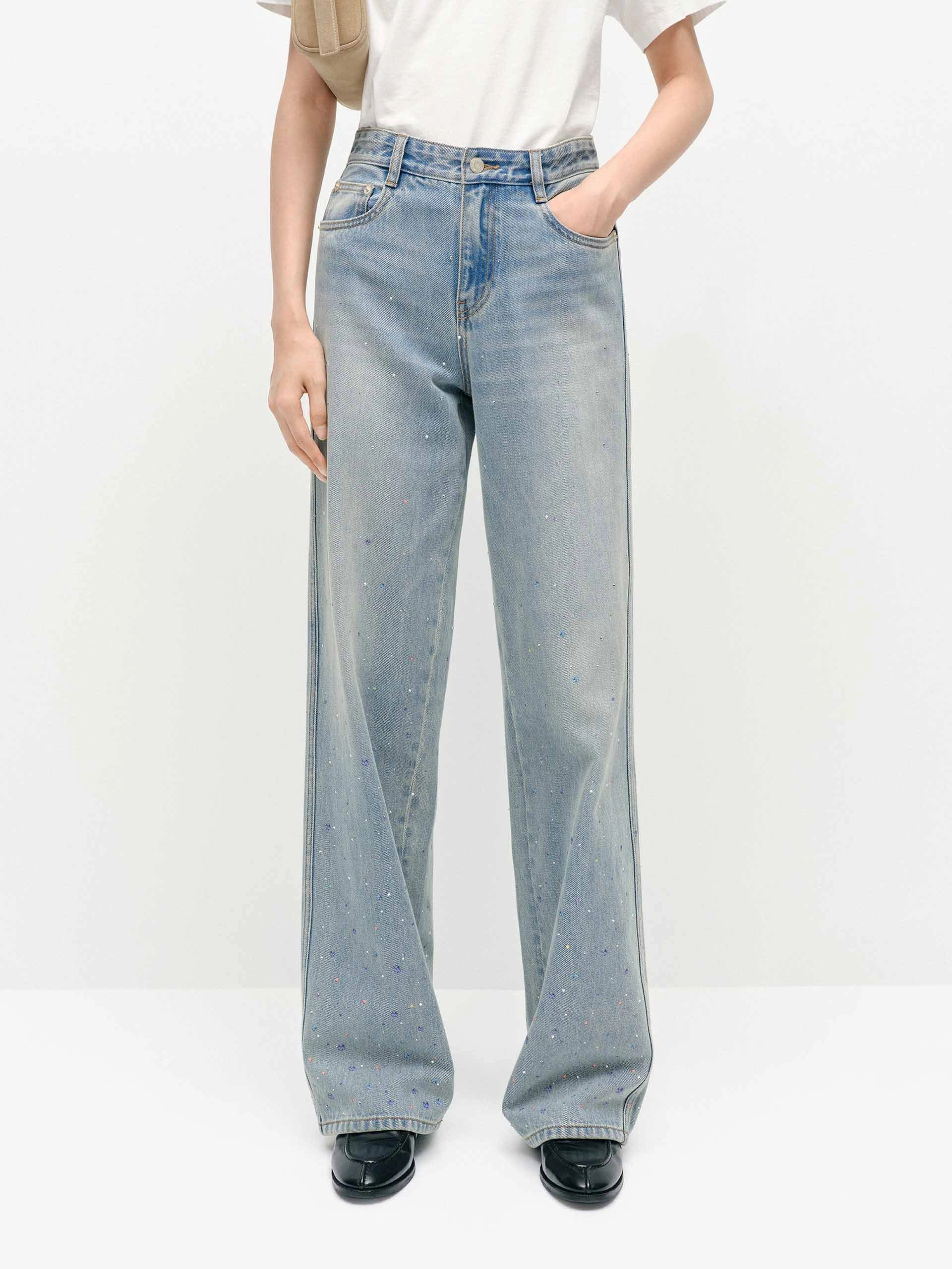 Always Fits Weekend Warrior Creative Look Modern Crystal Detail Cotton Jeans
