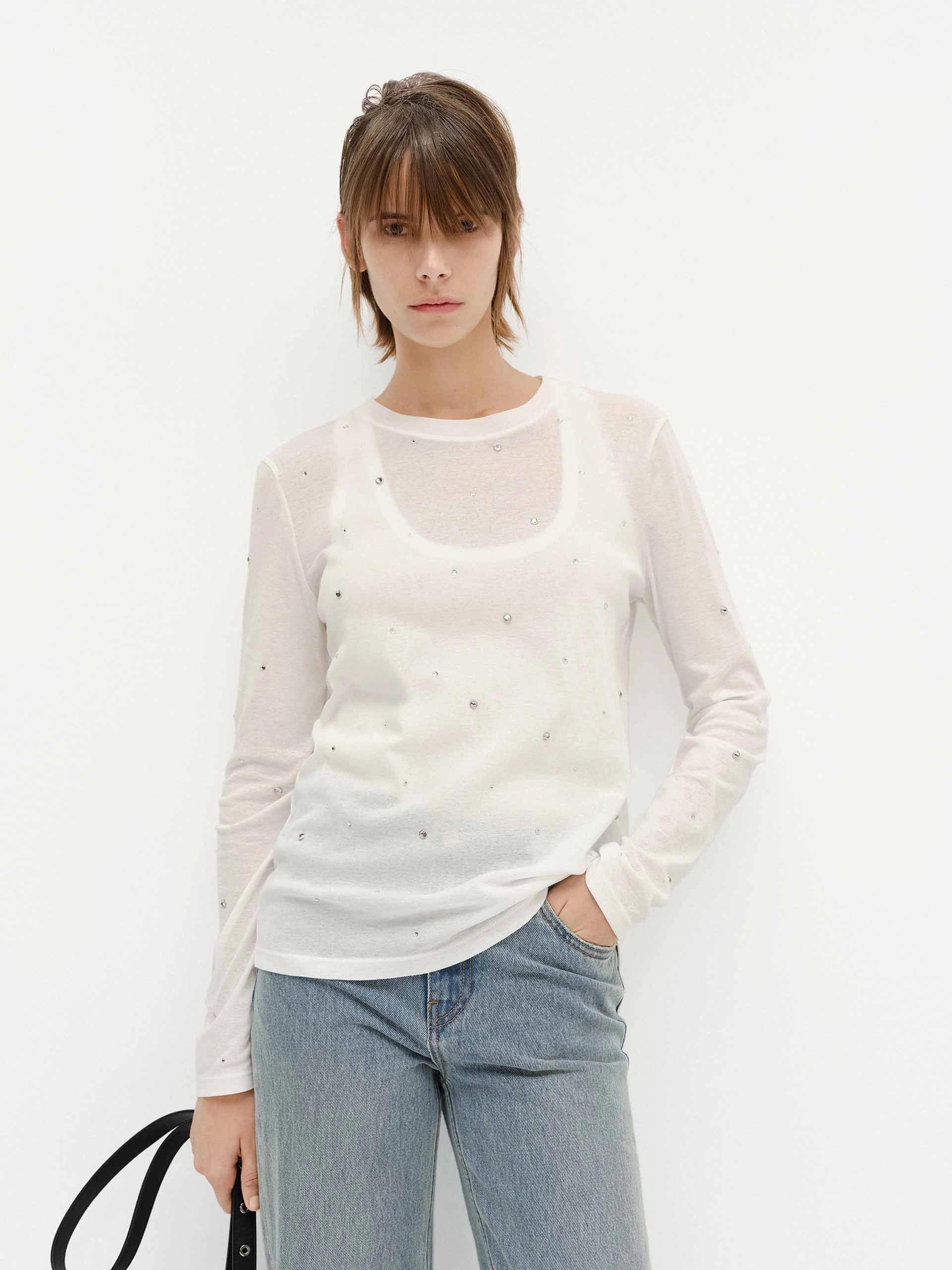 FrictionFreeNeckline Crystal Detail Top Set