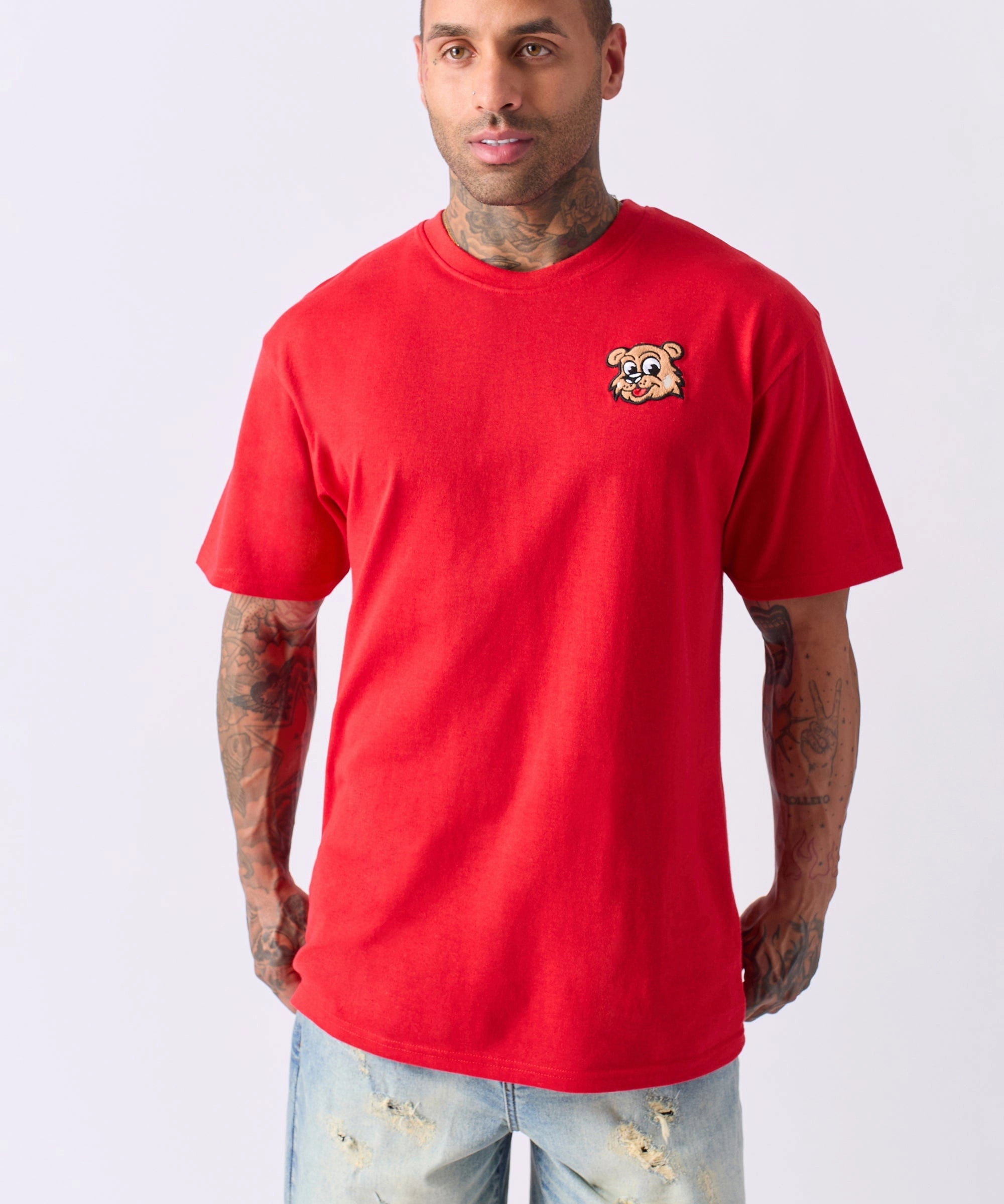 AllDayComfortFit Cub Chenille Patch Short Sleeve Tee - Red