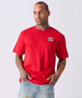 Bonded Hemline Cub Chenille Patch Short Sleeve Tee - Red