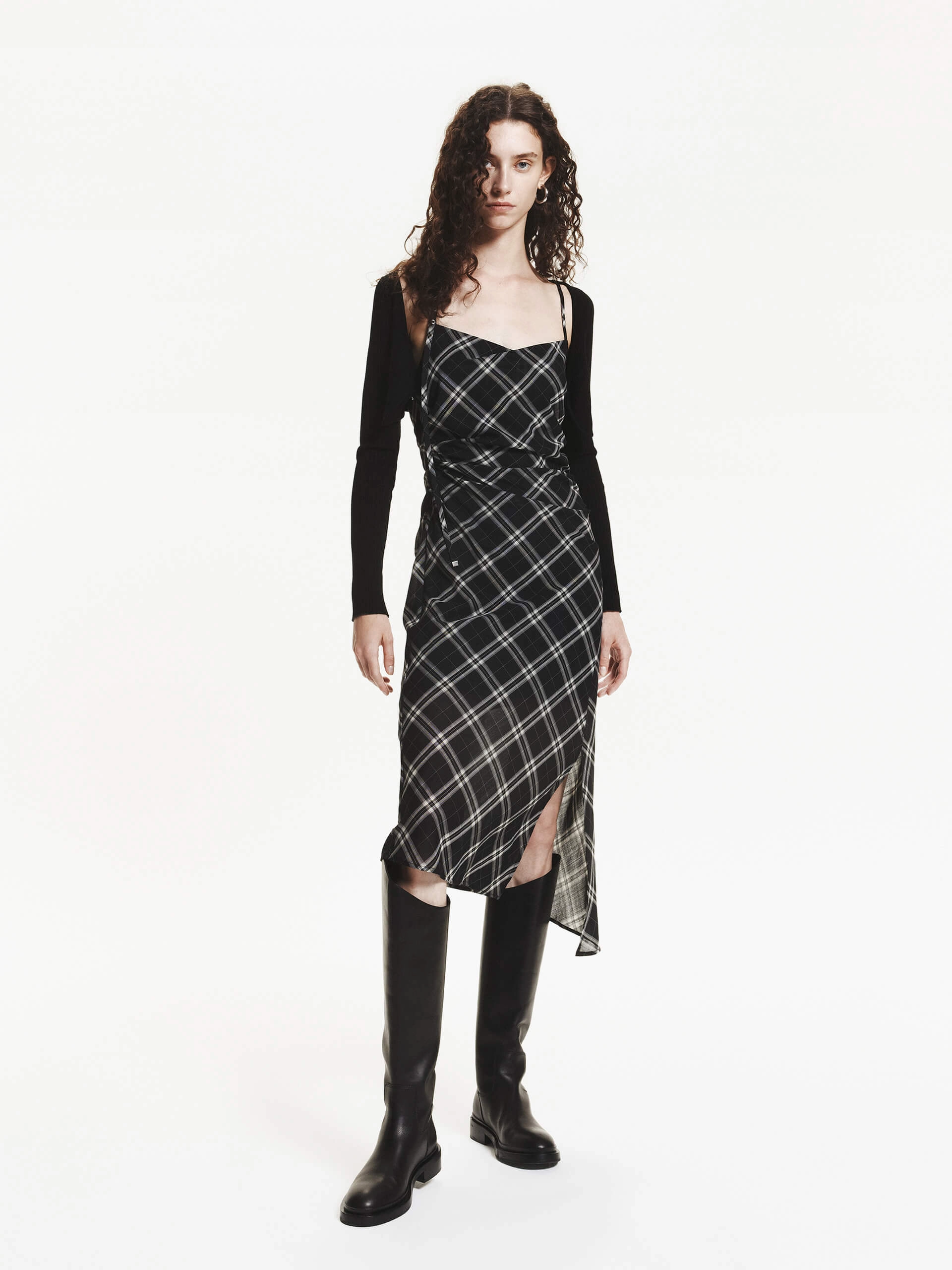 Plaid Pattern Cami Dress Empire Waist Quick Outfit