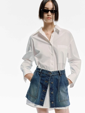 Paneled Denim Shirt Dress Smart Outfit