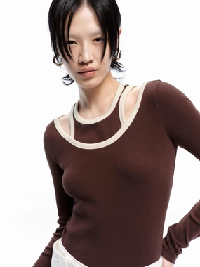 NonRestrictiveCut Outdoor Look Cut shoulder Cotton T-shirt